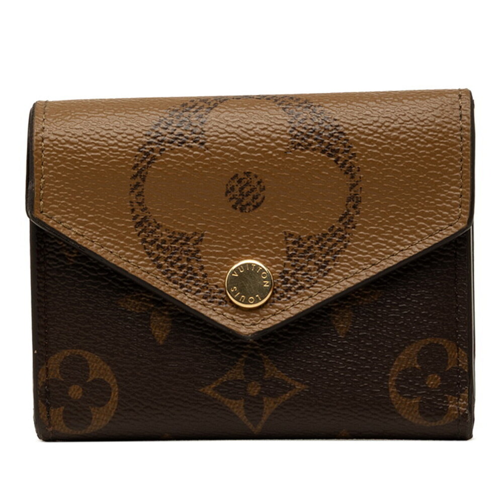 Louis Vuitton Monogram Giant Reverse Portefeuille Zoe Tri-fold Wallet Compact...